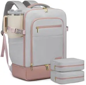 LOVEVOOK Travel Backpack for Women with Shoes Compartment,40L Personal Item Travel Bag Flight Approved Carry On Backpack with 2 Packing Cubes,Large Casual Weekender Luggage Daypack