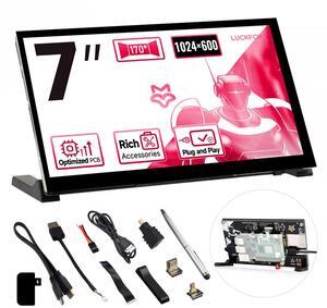 Generic LUCKFOX Touchscreen,7 inch HDMI 1024x600 Portable Monitor Compatible with Raspberry Pi 5/4/4B/3/3B/Zero 2 W/All Pi Version,Plug & Play LCD IPS Display with Stand, Black