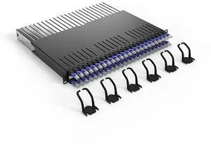 PATCHBOX(r) 365 Cat.6a - 24-Port Patch Panel with Retractable Cable Management System for 19" Racks, Includes Flat 10GB Network Cables for Easy Network and Server Rack Setup (UTP, Violet, 0.8m / 8RU)