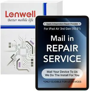 Lenwell Repair Service with Original OEM Pull Screen for iPad Air 3 10.5'' 2019 3rd Gen Display Digitizer LCD Screen Replacement Touch Assembly A2123 A2152 A2153 A2154 + Mail-in Install