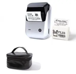 LMASBLTER B1 Silver Barcode Label Printer with Tape+Portable Carrying Bag