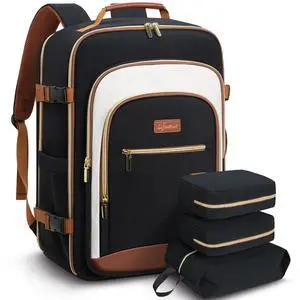 Lifeamar 40L Travel Backpack for Women, Carry On Bag Flight Approved, Waterproof Backpack with 3 Packing Cubes, Weekender Personal Item Backpack for Airplane Travel Essentials, TSA Approved