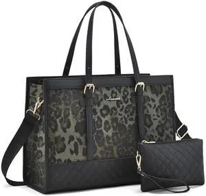 LOVEVOOK Laptop Bag for Women 15.6 inch Canvas Laptop Tote Bag, Large Capacity Work Bags with Clutch Purse, Computer Bags Office Business Briefcase, Casual Handbag for Travel College Teacher