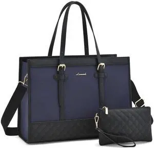 LOVEVOOK Laptop Bag for Women 15.6 inch Canvas Laptop Tote Bag, Large Capacity Work Bags with Clutch Purse, Computer Bags Office Business Briefcase, Casual Handbag for Travel College Teacher