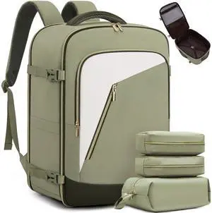 LOVEVOOK Travel Backpack for Women, 40L Carry on Backpack for Airplanes, Large TSA Personal Item Travel Bag fits 17.3" Laptop, Water-Resistant Business Weekender Backpack, 4Pcs