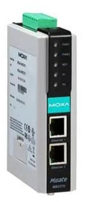 MOXA MGate MB3270i Moxa Industrial Serial Device Server, Advanced Modbus Gateway, 2 Port RS-232/422/485 Modbus TCP to Modbus Serial ASCII/RTU, Class 1 Div 2, DIN Rail, 15KV Surge, 2KV Isolation
