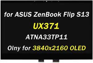 Replacement for ASUS ZenBook Flip S13 OLED UX371 UX371E UX371EA UX371EA-XB76T UX371EA-XH76T UX371EA-XH77T ATNA33TP11 LCD Display 13.3" UHD 4K 3840x2160 OLED LCD Touch Screen Digitizer Assembly