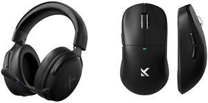 MCHOSE V9 PRO Wireless Gaming Headset, M7 Ultra Wireless Gaming Mouse, 7.1 Surround Sound, Noise Canceling Mic, Tri-Mode Connection, 8K Polling, 53g Lightweight Ergonomic, Black