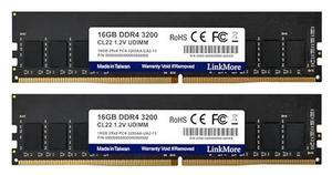 LinkMore 32GB Kit (2 x 16GB) DDR4 3200MH UDIMM (PC4-25600) CL22 1.2V Desktop Memory Module