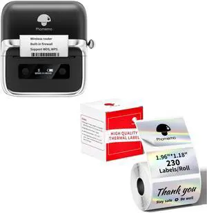 Phomemo M250 3 Inch Label Maker Machine with Tape, 2025 Upgrade Portable Barcode Label Printer for Business, Home, Logo Label, Gradual Color Stickers,1.96'' x 1.18'' Self-Adhesuve Multi-Purpose Labels