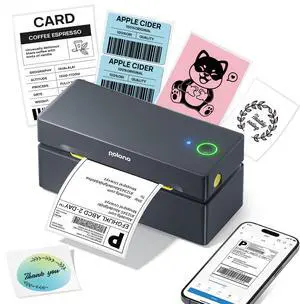POLONO Bluetooth Thermal Shipping Label Printer, Wireless 4x6 Shipping Label Printer for Small Business, Support iOS, Android, Windows and Mac, Compatible with , Ebay, Shopify, Etsy, USPS (Grey)