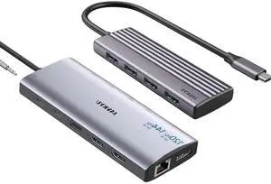USB C Docking Station Triple Monitor 8K DP + 4K HDMIx2-14-in-1 Laptop Dock with 100W PD, Ethernet, 8xUSB, SD Reader & USB-C Hub for Mac/Windows