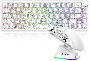Attack Shark X65PRO HE & X11 Gaming Combo,Hall Effect Magnetic Keyboard & Ultralight Mouse with RGB Charging Dock,8K Polling,22K DPI,Tri-Mode Wireless,Hot-Swappable, for Win/Mac/Linux-White