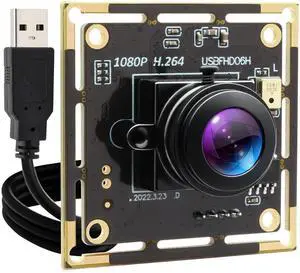 QILOVE Fisheye USB Camera H.264 Wide Angle Low Light Full HD 1080P 30fps Small Video Camera with MIC for Lightburn 3D Printer PC Windows Android Linux Mac OS(Industrial Use, Video Monitoring)