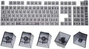 MECCANIXITY 104 Key Blank Backlit Clear Keycap Set OEM Profile Double Shot 60% for Mechanical Keyboard Layout, Transparent & Black