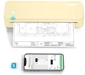 JADENS Portable Printers Wireless for Travel, Thermal Inkless Printer, Support 8.5" X 11" Thermal Paper(Yellow)