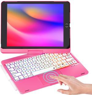 NOKBABO iPad 9th Generation Case with Keyboard 360deg Rotatable Touchpad and 7 Color Backlight & Pencil Holder for iPad 9th/8th/7th Gen 10.2 inch & iPad Air 3rd Gen/iPad Pro 10.5 inch - Peach Pink