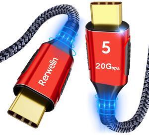 20Gbps for Thunderbolt 5 Cable 15FT, USB4 V2 Cable, PD 240W, 5K / 4K@60Hz USB C Monitor Video Display Cable for iPhone 16/15, Razer Blade, ACASIS SSD, Thunderbolt 4/3
