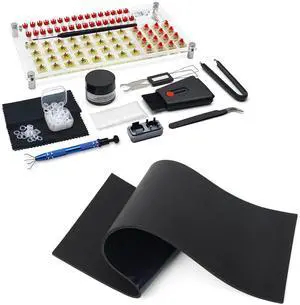 RunJRX 32 Switch Acrylic Lube Station,Switch Lube Tool for Custom Mechanical Keyboard (12Pcs),Keyboard Sound Dampening Foam,Keyboard Foam,Made of LE-32 Poron (3mm Thick)