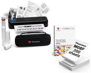 Phomemo M834 Bluetooth Thermal Printer with Carry Case & 200 Sheets Folded Thermal Printer Paper 8.5" x 11"