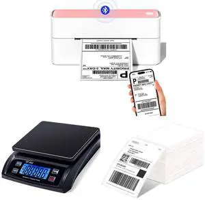 Phomemo 241BT Bluetooth Thermal Label Printer with 4x6 Thermal Labels and Shipping Scale