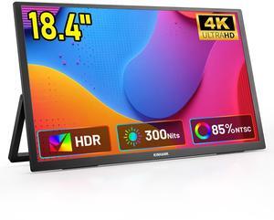 18.4'' Portable Monitor,4K UHD Monitor for Laptop, 3840 * 2160P HDR Display External Monitors,Android TV 12.0 OS,USB-C/HDMI Portable Screen,Eye Care, Travel & Office