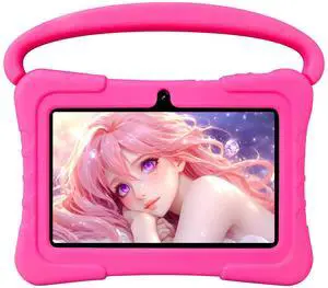 NEWISION 7 inch Kids Tablet with Case,32GB Toddler Tablets Android 13 with WiFi,Dual Camera,Education,Games,Kids Software Pre-Installed,Computer Tablet PC with Age Filters,Parental Controls(Pink)