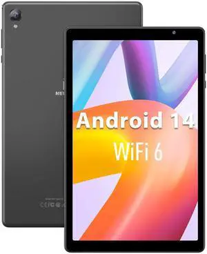 NEWISION 10 Inch Android 14 Tablet, WiFi 6 Tablet PC,1.6Ghz 4-core CPU,RAM 4GB(2+2GB Expand) 32GB ROM 1TB Expandable,6000mAh Battery,1280 * 800 IPS Touch Screen,Dual Speaker,Type C Grey