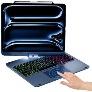 NOKBABO for iPad 13 pro case with Keyboard & iPad Air 13 inch case Keyboard, Rainbow Backlits, Pencil Holder, 360degRotatable, Compatible with iPad Pro 12.9 6th/5th/4th/3rd Generation - Lake Blue