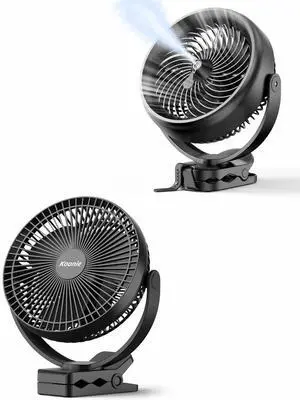 Koonie 8 Inch 10000mAh Clip on Fan & Misting Fan for Golf Cart Office Desk Outdoor Travel Camping Tent Gym Treadmill,Black