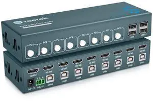 USB 2.0 HDMI KVM Switch 1 Monitors 8 Computers, 4K@30Hz KVM Switches for 8 Computers Sharing Monitor Keyboard Mouse Hard Drives Printer, with EDID Adaptive,