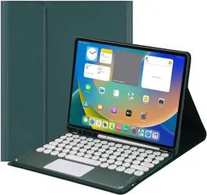 NUWONAYA Touchpad Keyboard Case for Galaxy Tab A8 10.5 Inch 2022 SM-X200/X205/X207 with S Pen Holder, Candy Color Round Keys Magnetic Detachable Trackpad Keyboard,Teal
