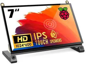 ROADOM 7'' Raspberry Pi Screen, IPS1024x600,Responsive Smooth Touch,Dual Built-in Speakers,HDMI Input,Compatible with Raspberry Pi 5/4/3,Driver Free
