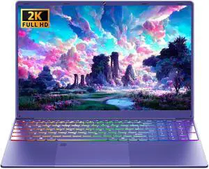 16" Purple Laptop Computer 12G LPDDR5 RAM 512GB NVMe SSD Alder Lake N95 CPU, 2K FHD(1920 * 1200) IPS Screen/Color Backlit KB/Fingerprint/Win 11 Pro PC for Business Work Study (12G+512GB)