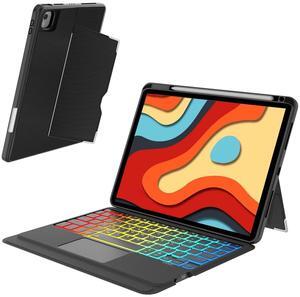 for iPad Air 11 inch case with Keyboard (M2, 2024), iPad Pro 11 inch (4th/3rd/2nd/1st Gen) & iPad Air 5th/4th Gen 10.9", Built-in Pencil Holder, Trackpad,Rainbow Backlit, Portrait/Landscape Dual Mod