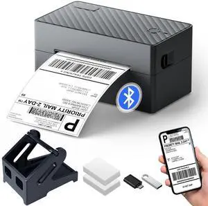 PEDOOLO Label Printer, Bluetooth Shipping Label Printer with Black Label Holder, 4x6 Thermal Printer for Shipping Packages, Compatible with Android, iOS, Windows, Mac, Chromebook, , Ebay, UPS