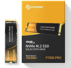 PHIXERO P7000PRO 4TB NVME SSD,PCIe Gen4x4,M.2 2280 NVMe Internal Gaming SSD Read Speeds Up to 7,000 MB/s,Internal Solid State Drive with 3D NAND Flash for Laptop,Desktop and Computer,with heatsink