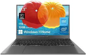 Machcreator 17.3" Laptop, FHD 120Hz, Intel Processor, 16GB DDR5 RAM, 1TB SSD, Backlit KB, Large Touchpad, Numeric Keypad, HDMI, Webcam, Camera Shutter Switch, Wi-Fi, Windows 11 Home, Modern Grey