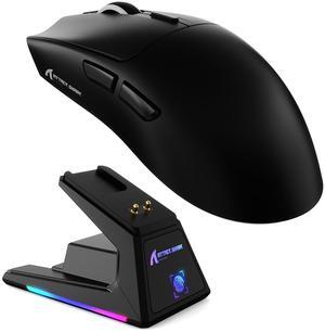 ATTACK SHARK X1 Wireless Gaming Mouse with RGB Charging Dock, PAW3395 PRO Sensor Up to 40K DPI,53g Ultra Light Tri-Mode Computer Mice,1KHz Polling Rate 5 Programmable Buttons for WIN/MAC-Black