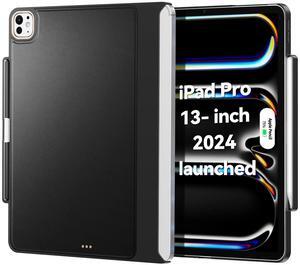 Magic-Keyboard Compatible Case for iPad Pro-13 inch M4 2024, Cover with Apple Pencil Holder for Smart MagicKeyboard Folio Slim Durability, with Durable Leather Surface, (Keyboard Not Included), Black