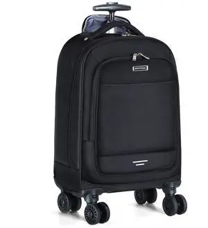 Ponhog Rolling Backpack, 15.6 inch Laptop Backpack with 4 Spinner Wheels, Carry on Travel Backpack Water Resistant Wheeled Backpacks for Women Men Suitable for Overnight College Work, Black