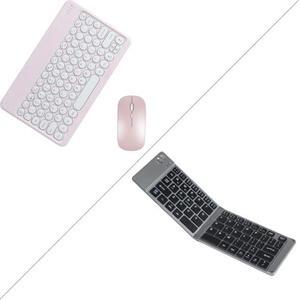 Bluetooth Keyboard Mouse Portable Small Slim Compact Typewriter Ergonomic Travel Bluetooth Keyboard Mouse for iPhone iPad MacBook Pro Laptop Android Phone Samsung Tablet,Bluetooth Foldable Keyboad