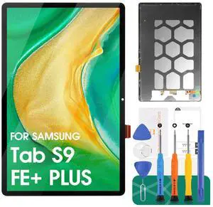 for Samsung Galaxy Tablet S9 FE+ Plus Screen Replacement 12.4 inch for Samsung Tab S9 FE Plus LCD Screen SM-X610 Display Touch Screen Digitizer Assembly Repair Kits Without Frame(Black