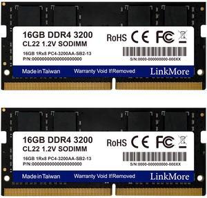 LinkMore 32GB Kit (2 x 16GB) DDR4 3200MH SODIMM (PC4-25600) CL22 1.2V Laptop Memory Module