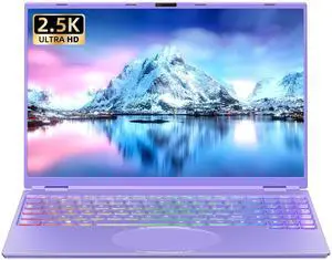 New 16" Purple Laptop,Ultra-Narrow Bezel 2.5K QHD IPS (2560x1600), In tel N95 (3.4GHz), 16GB RAM 1T SSD,Color Backlit KB, Face Unlock, USB-C/HDMI/WiFi/BT,Win 11 Pro, for Business Study Entertainment