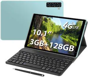 Aidekunlin Tablet with Keyboard,10.1 inch Screen,3GB RAM,128G+128G Memory,4G LTE Android Tablet with Dual SIM Slots, 5MP+16MP Camera, 5000mAh Battery,Notebook Computer (Green, 5)