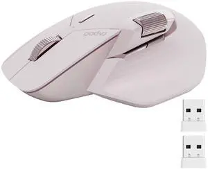 Rapoo MT760Mini Bluetooth Wireless Mouse - Bluetooth 5.0 and 2.4GHz Multi-Mode Connection, Support 4 Devices, M+ Cross Computer Technology, 11 Programmable Buttons,Pink