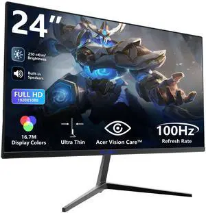 Sealan 24 inch Computer Gaming Monitor Built-in Speakers 100Hz Refresh Rate 16:9 Aspect Ratio Ergonomic Tilt & VESA Compatible - Home Office Sync FHD 1920x1080p Visual Experience for Work & Play