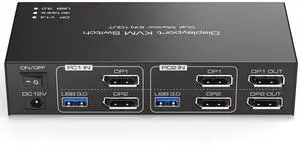 Displayport KVM Switch 2 Monitors 2 Computers 4K@144Hz USB3.0 KVM Switch for 2 Computers Share Dual Displays and 4 USB Devices Support Extended/Copy Mode with Desktop Controller