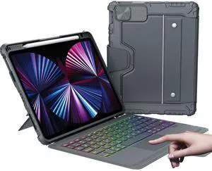 Nillkin for iPad Air 13 inch Case Keyboard(M3 2025 / M2 2024), iPad Pro 12.9 Keyboard Case for iPad Pro 12.9 (3/4/5/6th Gen)-Backlit Detachable Keyboard Cover with Slide Camera Cover and Trackpad,Grey